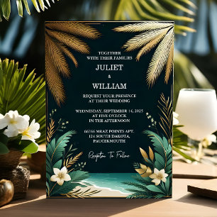 Die Hochzeit von Wreath Palm Tree Beach Green und  Einladung