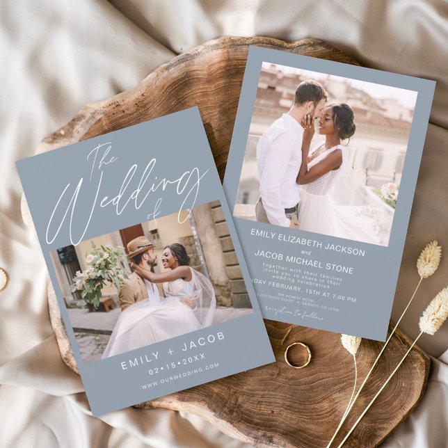 Die Hochzeit von zwei Foto Minimalistischen Dusty  Einladung (Von Creator hochgeladen)