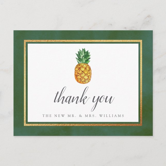 Die Hochzeitskollektion der Ananas mit tropischen  Ankündigungspostkarte (Vorderseite)