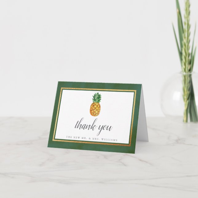 Die Hochzeitskollektion der Ananas mit tropischen  Dankeskarte (Vorderseite)