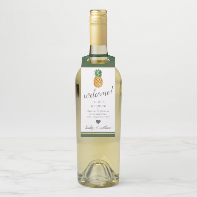 Die Hochzeitskollektion der Ananas mit tropischen  Flaschenanhänger (Auf Flasche)