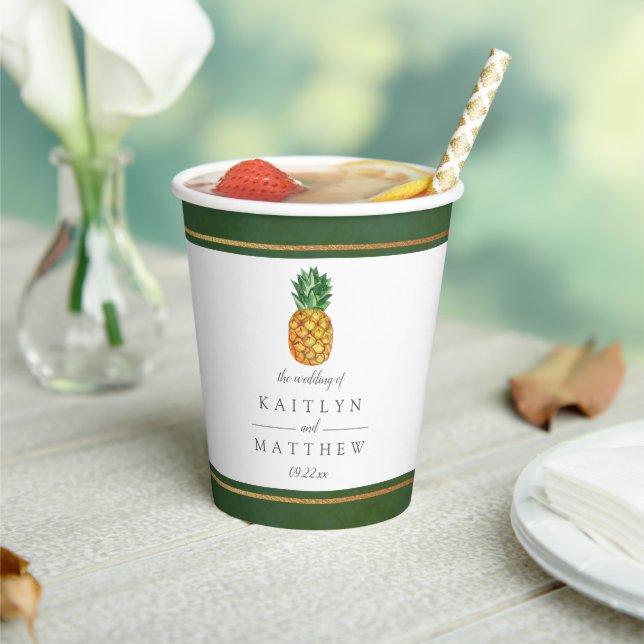 Die Hochzeitskollektion der Ananas mit tropischen  Pappbecher (In Situ)