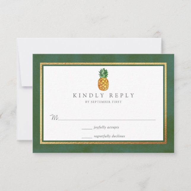 Die Hochzeitskollektion der Ananas mit tropischen  RSVP Karte (Vorderseite)