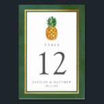 Die Hochzeitskollektion der Ananas mit tropischen Tischnummer<br><div class="desc">Feiern Sie stilvoll mit diesen stilvollen und sehr trendigen Hochzeitskarten. Dieses Design lässt sich leicht mit Ihrer speziellen Veranstaltungssprache personalisieren und Ihre Gäste werden begeistert sein, wenn sie diese fabelhaften Tischnummern sehen. *** WIE SIE BESTELLEN *** Bitte passen Sie Ihre Tischnummer an und fügen Sie sie zu Ihrem Warenkorb hinzu....</div>
