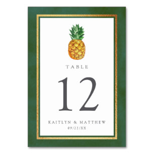 Die Hochzeitskollektion der Ananas mit tropischen Tischnummer