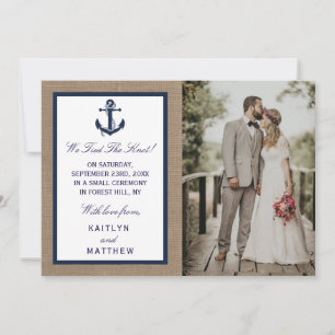 Die Hochzeitskollektion der Marine auf Burlap Beac Ankündigung