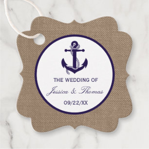Die Hochzeitskollektion der Marine auf Burlap Beac Geschenkanhänger
