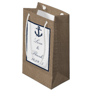 Die Hochzeitskollektion der Marine auf Burlap Beac Kleine Geschenktüte