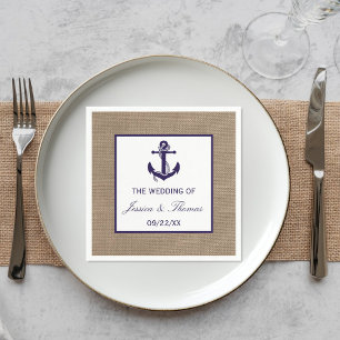 Die Hochzeitskollektion der Marine auf Burlap Beac Serviette