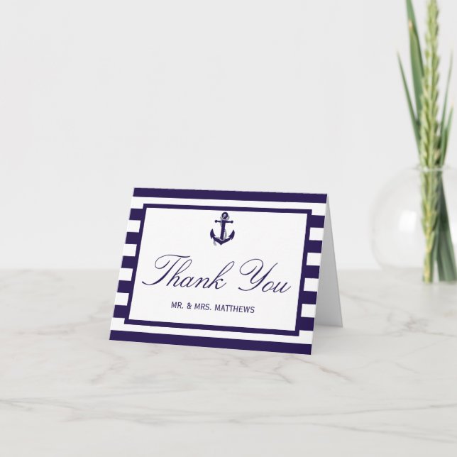Die Hochzeitskollektion der Nautischen Seestreitkr Dankeskarte (Vorderseite)