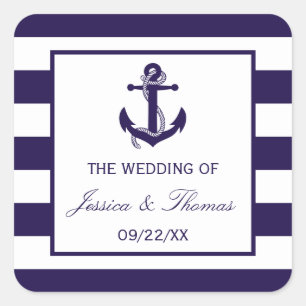 Die Hochzeitskollektion der Nautischen Seestreitkr Quadratischer Aufkleber