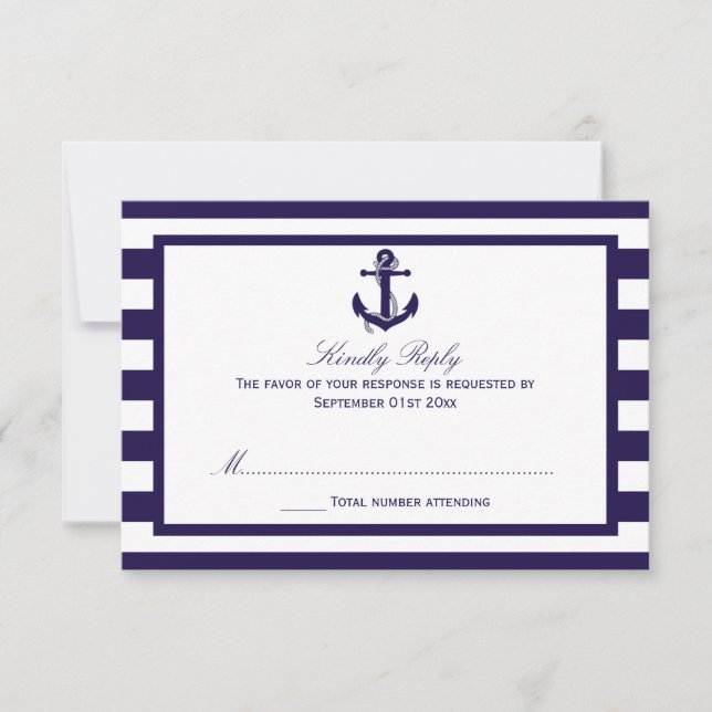 Die Hochzeitskollektion der Nautischen Seestreitkr RSVP Karte (Vorderseite)