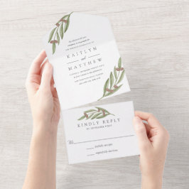 Die Hochzeitskollektion der Olivenzweige All In One Einladung