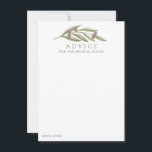 Die Hochzeitskollektion der Olivenzweige Hinweiskarte<br><div class="desc">Feiern Sie stilvoll mit diesen rustikalen Olivenzweig-Ratschlägen. Das schlichte, aber stilvolle Design ermöglicht es Ihren Gästen, sich einen Ratschlag zu schreiben, damit Sie in den nächsten Jahren behalten und lesen können. Die Formulierung ist leicht zu personalisieren, sodass diese Karten schnell in Ratenkarten für Brautpartys, Verlobungen, Jubiläen, Abschlüsse und viele andere...</div>