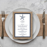 Die Hochzeitskollektion der Seestreitkräfte von Bu Menükarte<br><div class="desc">Die Hochzeitskollektion der Seesterne auf dem Burlsee ist ideal für alle Paare, die eine romantische Hochzeit am Meer planen. Der rustikale Einbrucheffekt verleiht diesen Menüs ein boho-chic-Ambiente, während das nautische Marineblau ein frisches und cooles Farbschema ist, das während der Hochzeit verwendet werden kann. Der niedliche Seestern ist die perfekte Touch...</div>