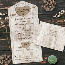 Die Hochzeitskollektion des Carved Heart Tree All In One Einladung