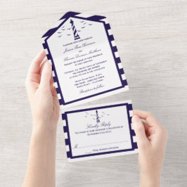 Die Hochzeitskollektion des Leuchtturms All In One Einladung