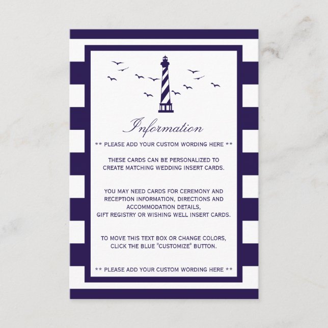 Die Hochzeitskollektion des Leuchtturms Begleitkarte (Vorderseite)