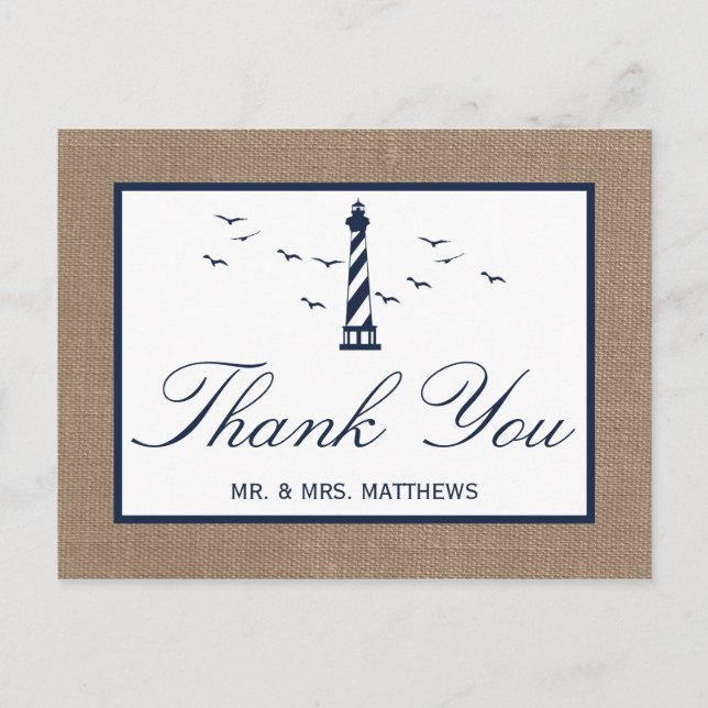 Die Hochzeitskollektion des Nautical Lighthouse Bu Ankündigungspostkarte (Vorderseite)