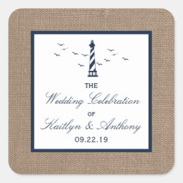Die Hochzeitskollektion des Nautical Lighthouse Bu Quadratischer Aufkleber
