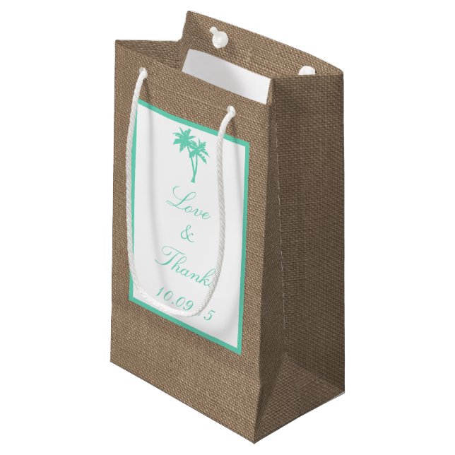 Die Hochzeitskollektion des tropischen Palmen Tree Kleine Geschenktüte (Vorderseite Schrägansicht)