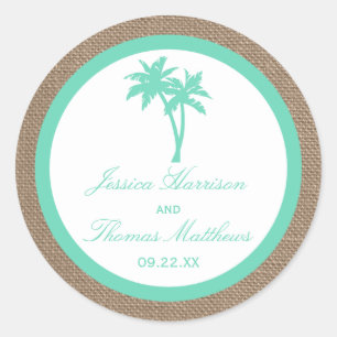 Die Hochzeitskollektion des tropischen Palmen Tree Runder Aufkleber