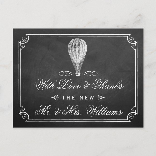 Die Hochzeitskollektion mit dem Chalkboard Hot Air Postkarte (Vorderseite)