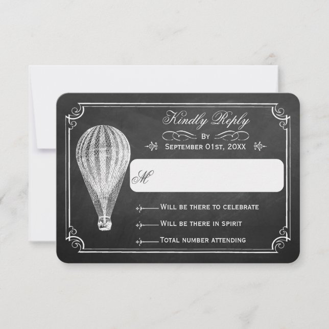 Die Hochzeitskollektion mit dem Chalkboard Hot Air RSVP Karte (Vorderseite)