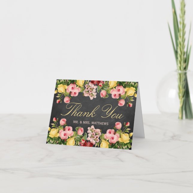 Die Hochzeitskollektion mit Vintagen Blumenkästen Dankeskarte (Vorderseite)