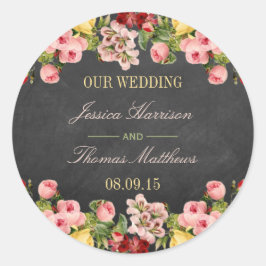 Die Hochzeitskollektion mit Vintagen Blumenkästen Runder Aufkleber