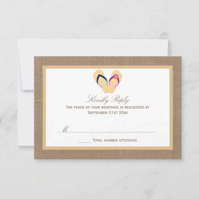 Die Hochzeitskollektion von Dreh-Flop Sand Beach B RSVP Karte (Vorderseite)