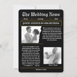 Die Hochzeitsnachrichten Vintage-Zeitung Hochzeit Einladung