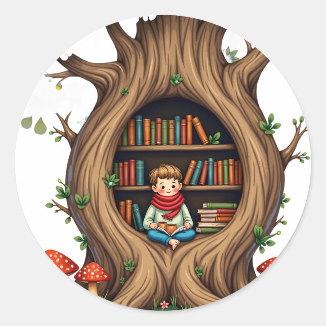 Die Höhlenbaum-Ecke Runder Aufkleber (Vorderseite)