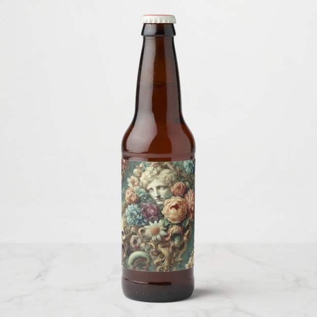 Die Höllenmotorade - gotisches Blumendesign Bierflaschenetikett (Vorderseite)