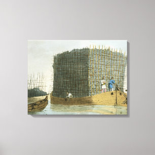 Die Holzkohlen-Barke, geätzt vom Künstler, Leinwanddruck