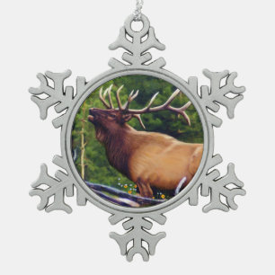 Die Hornist-Elche Stier Schneeflocken Zinn-Ornament