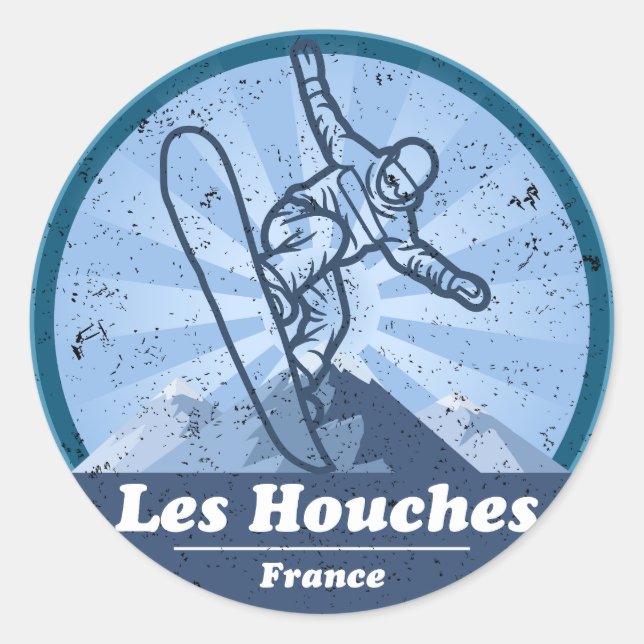 Die Houches Skistation - Snowboard Runder Aufkleber (Vorderseite)