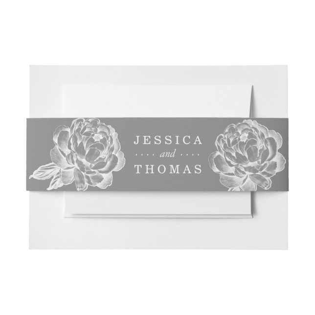 Die Hübsche Hochzeitskollektion der Peony Floral Einladungsbanderole (Vorderseite Beispiel)