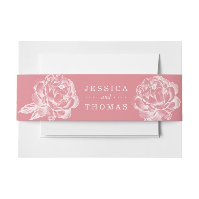 Die Hübsche Hochzeitskollektion der Peony Floral Einladungsbanderole (Vorderseite Beispiel)