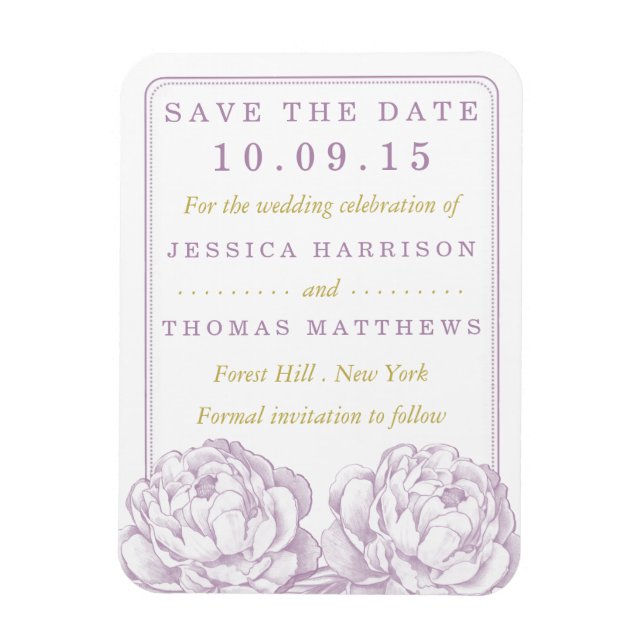 Die Hübsche Hochzeitskollektion der Peony Floral Magnet (Vertikal)