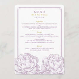 Die Hübsche Hochzeitskollektion der Peony Floral Menükarte