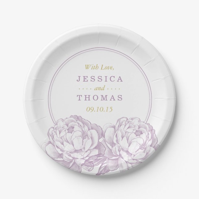 Die Hübsche Hochzeitskollektion der Peony Floral Pappteller (Vorderseite)