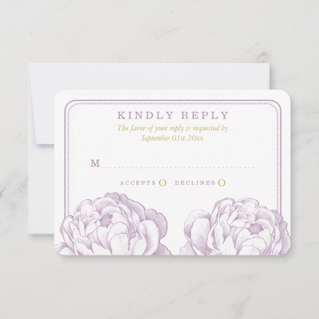 Die Hübsche Hochzeitskollektion der Peony Floral RSVP Karte (Vorderseite)