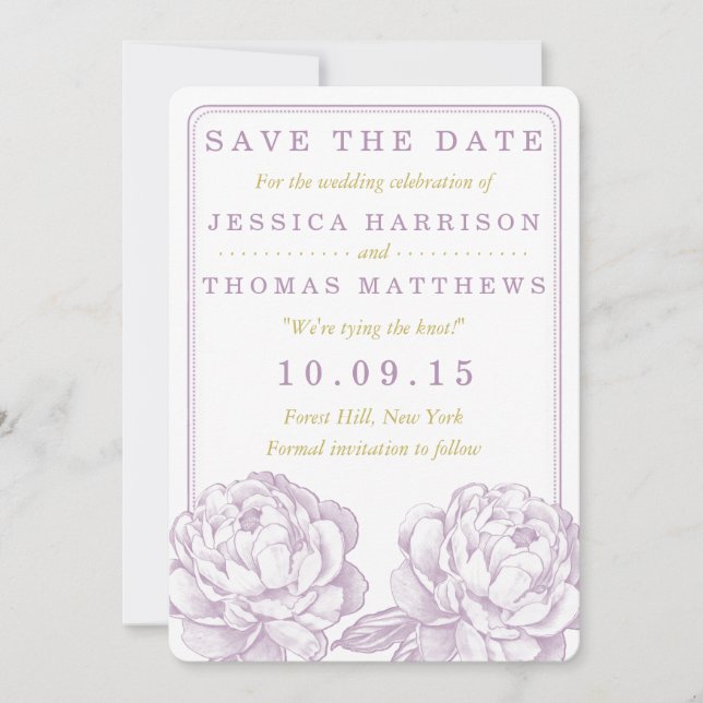 Die Hübsche Hochzeitskollektion der Peony Floral Save The Date (Vorderseite)