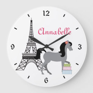 Die Hübsche Ponies Paris Pferdeklemme Große Wanduhr