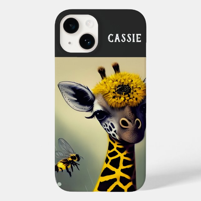 Die Hummel Giraffe Personalisiert Case-Mate iPhone 14 Hülle (Rückseite)