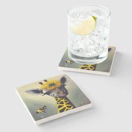 Die Hummel Giraffe Whimsical Digital Art Steinuntersetzer