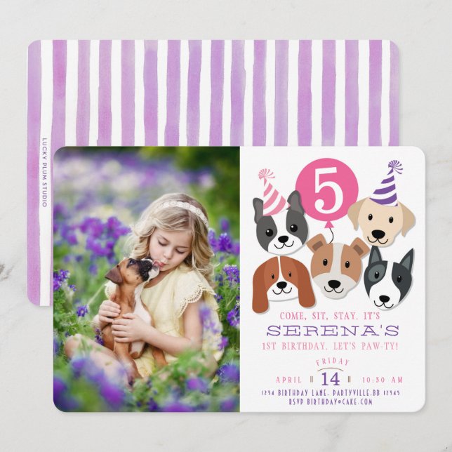 Die Hunde des Mädchens und der rosa Einladung (Vorne/Hinten)