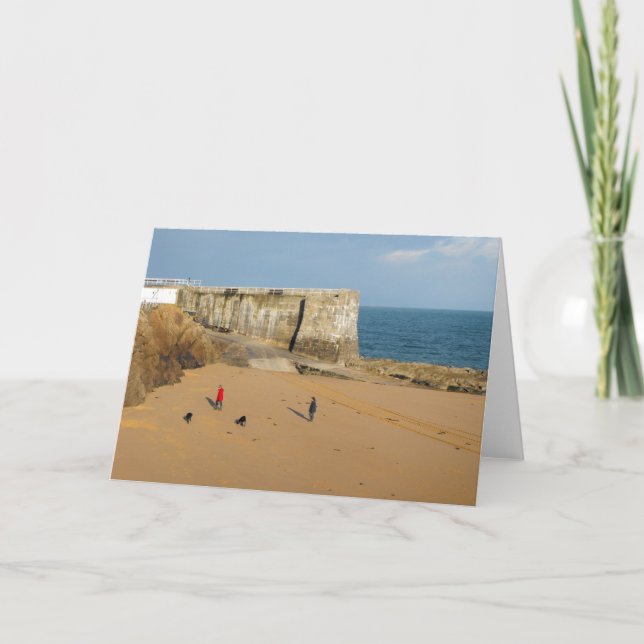 Die Hunde spazieren gehen Feiertagskarte (Vorderseite)