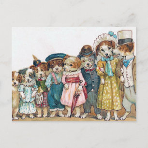 "Die Hundefamilie" Vintag Postkarte
